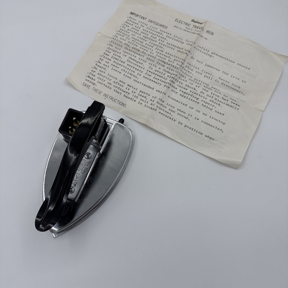 Vintage Valiant Travel Iron With Instructions No Cord 1950's‎